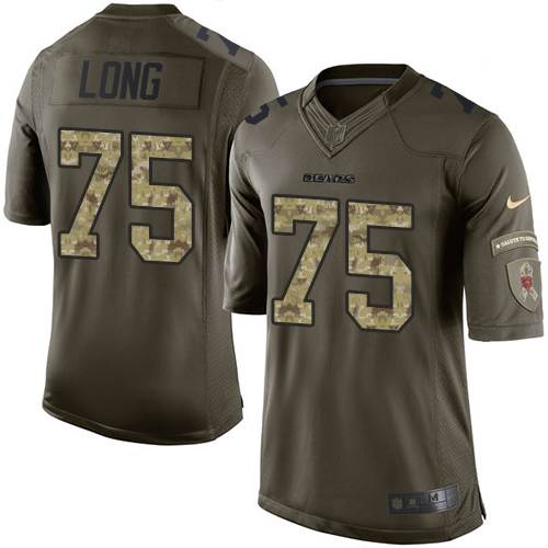 Men's Elite Kyle Long Nike Jersey Green - #75 Salute to Service NFL Chicago Bears